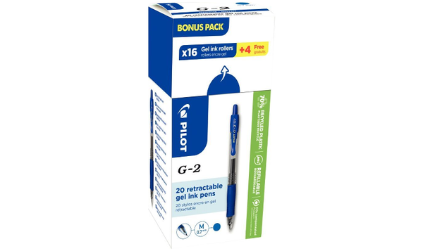 Pilot G2 07 Gel Ink Rollerball Pen BLG207 Box of 20 Blue