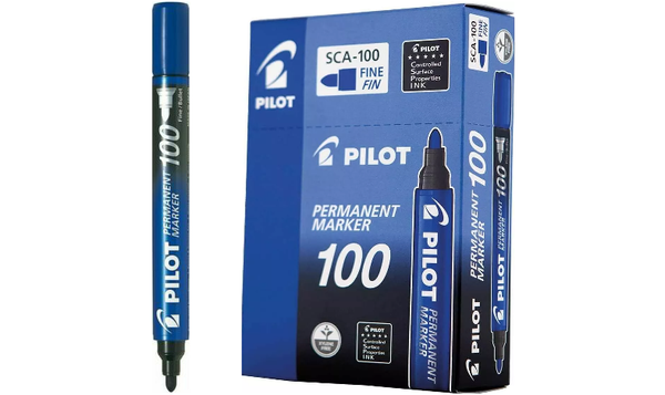 Pilot Permanent Marker 100 Bullet Tip Blue Box of 12