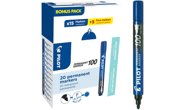 Pilot Permanent Marker 100 Bullet Tip Blue Box of 20