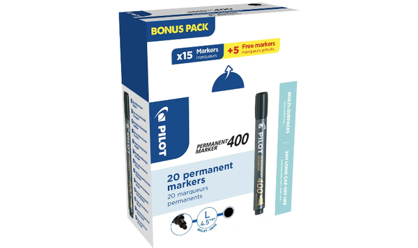 Pilot Permanent Marker 400 Chisel Tip Black Box of 20