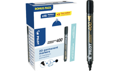 Pilot Permanent Marker 400 Chisel Tip Black Box of 20