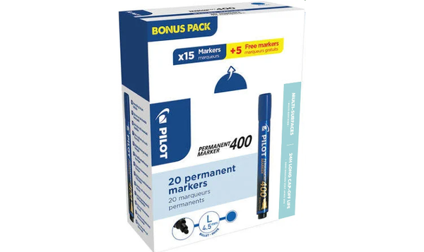 Pilot Permanent Marker 400 Chisel Tip Blue Box of 20