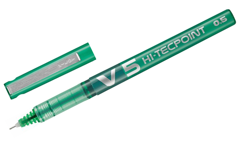 Pilot V5 Hi-Tecpoint Rollerball Pen Set of 4 (Black, Blue, Red, Green)