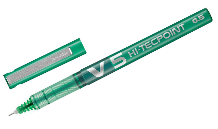 Pilot V5 Hi-Tecpoint Rollerball Pen Set of 4 (Black, Blue, Red, Green)