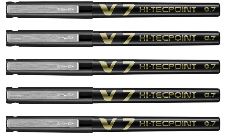 Pilot V7 Hi-Tecpoint Rollerball Pen Black Pack of 5