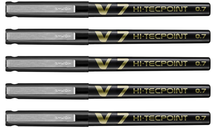 Pilot V7 Hi-Tecpoint Rollerball Pen Black Pack of 5