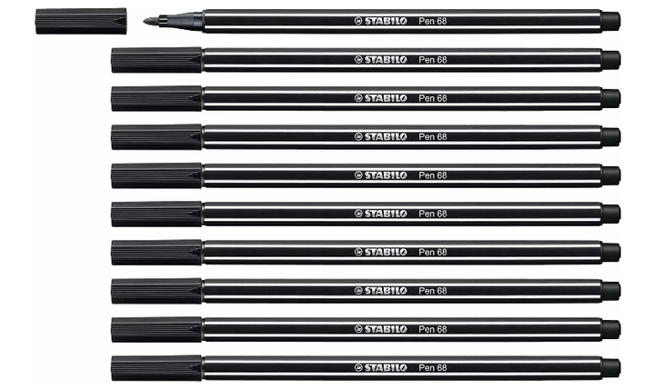 Premium Fibre-Tip Pen - STABILO Pen 68 - Assorted Colours - Packs of 10