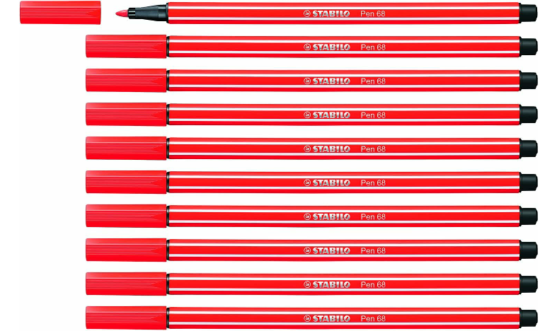 Premium Fibre-Tip Pen - STABILO Pen 68 - Assorted Colours - Packs of 10