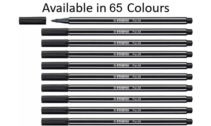 Premium Fibre-Tip Pen - STABILO Pen 68 - Assorted Colours - Packs of 10