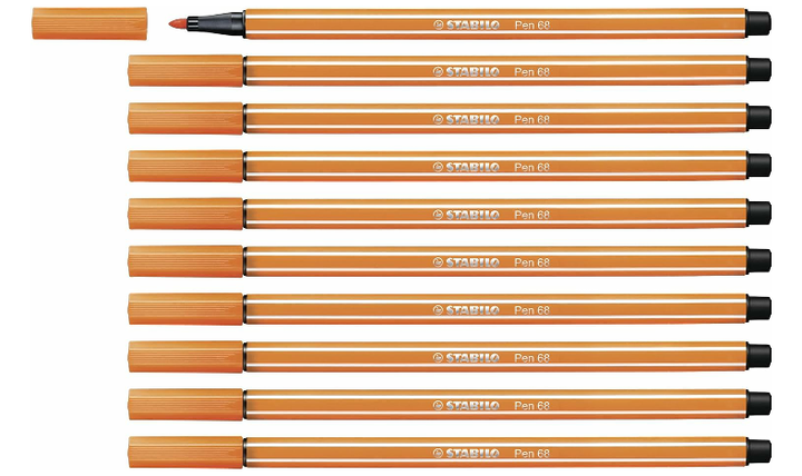 Premium Fibre-Tip Pen - STABILO Pen 68 - Assorted Colours - Packs of 10