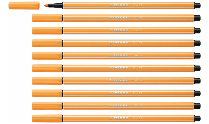 Premium Fibre-Tip Pen - STABILO Pen 68 - Assorted Colours - Packs of 10