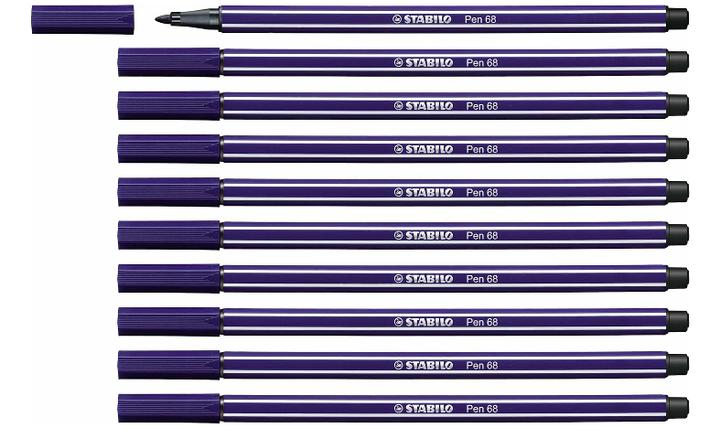 Premium Fibre-Tip Pen - STABILO Pen 68 - Assorted Colours - Packs of 10