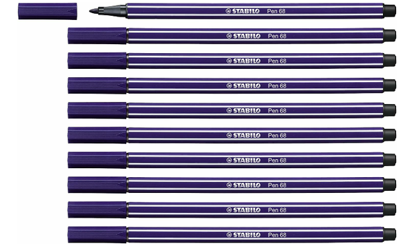 Premium Fibre-Tip Pen - STABILO Pen 68 - Assorted Colours - Packs of 10