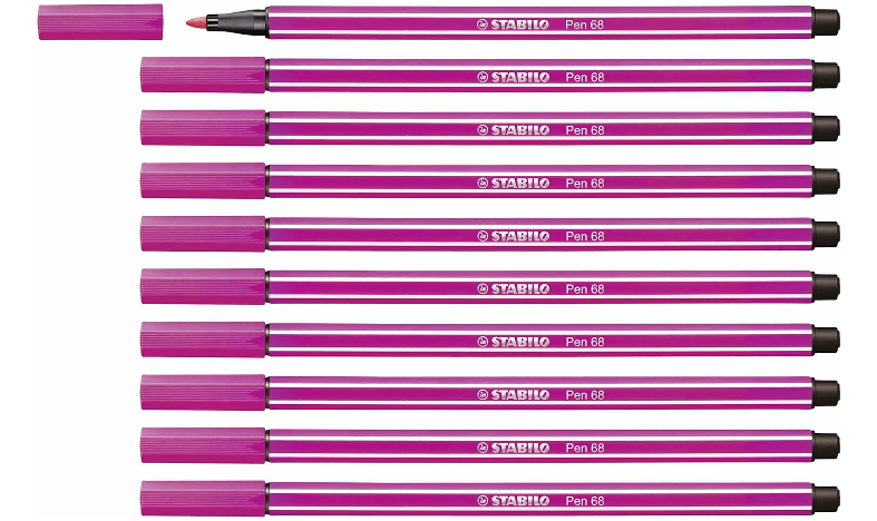 Premium Fibre-Tip Pen - STABILO Pen 68 - Assorted Colours - Packs of 10