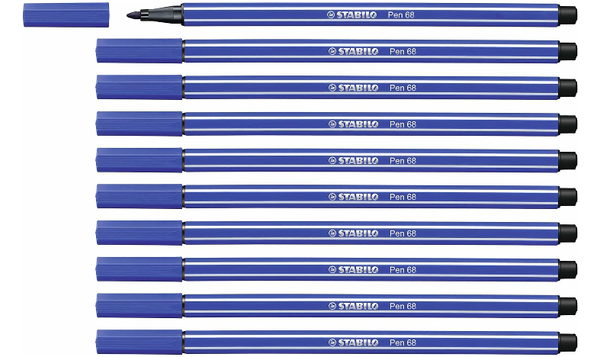 Premium Fibre-Tip Pen - STABILO Pen 68 - Assorted Colours - Packs of 10