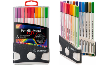 Premium Fibre-Tip Pen with Brush Tip - STABILO Pen 68 brush - ARTY - ColorParade - Pack of 20 - Assorted Colours