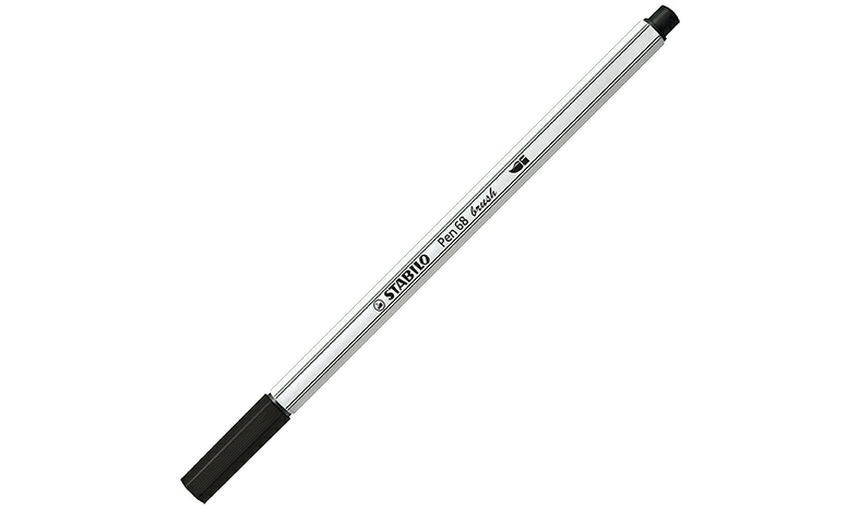 Premium Fibre-Tip Pen with Brush Tip - STABILO Pen 68 brush - Tin of 15 - Assorted Colours