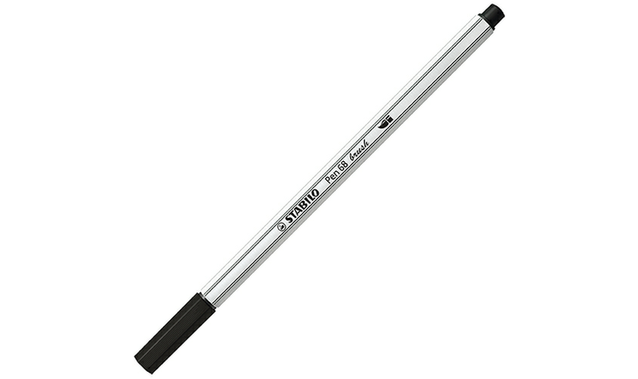 Premium Fibre-Tip Pen with Brush Tip - STABILO Pen 68 brush - Tin of 15 - Assorted Colours