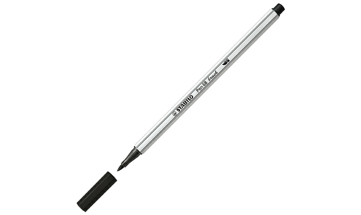 Premium Fibre-Tip Pen with Brush Tip - STABILO Pen 68 brush - Tin of 15 - Assorted Colours