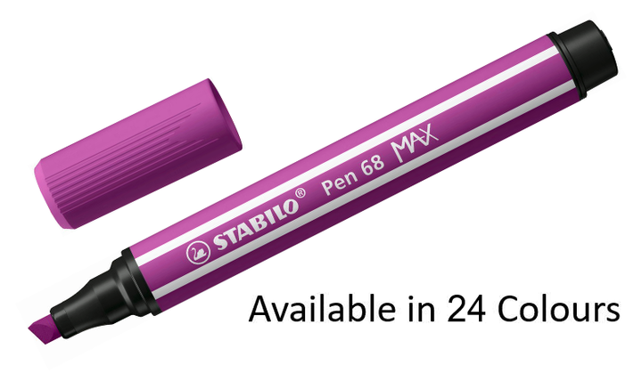 Premium Fibre-Tip Pen with Chisel Tip - STABILO Pen 68 MAX - Assorted Pack Sizes &amp; Colours
