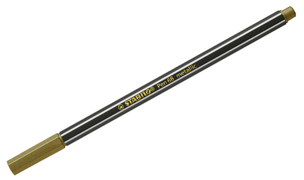Premium Metallic Fibre-Tip Pen - STABILO Pen 68 metallic - Pack of 2 - Gold, Silver