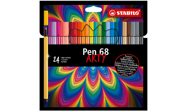 Premium Fibre-Tip Pen - STABILO Pen 68 - ARTY - Pack of 24 - Assorted Colours