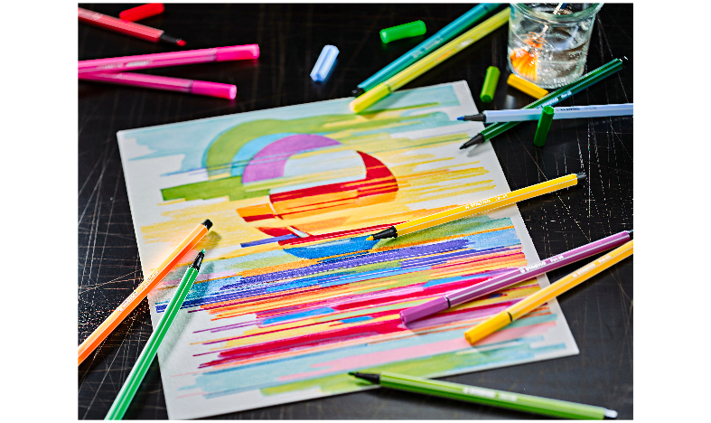 Premium Fibre-Tip Pen - STABILO Pen 68 - ARTY - Tin of 45 - Assorted Colours