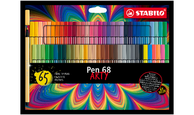 Premium Fibre-Tip Pen - STABILO Pen 68 - ARTY - Pack of 65 - Assorted Colours