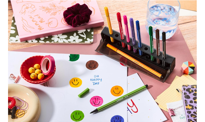 Premium Fibre-Tip Pen - STABILO Pen 68 - Click Set Pack of 10 - Assorted Colours