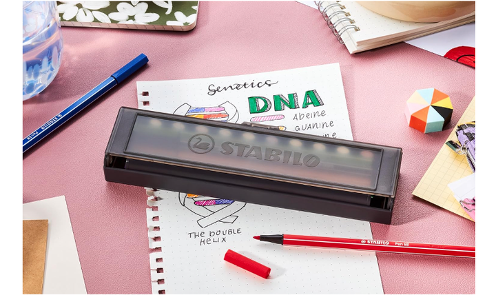 Premium Fibre-Tip Pen - STABILO Pen 68 - Click Set Pack of 10 - Assorted Colours