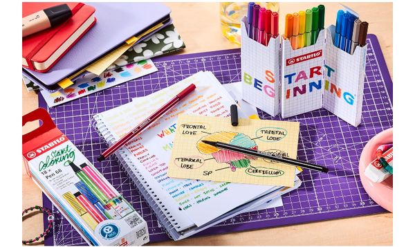 Premium Fibre-Tip Pen - STABILO Pen 68 - Zigzag Deskset of 18 - Assorted Colours