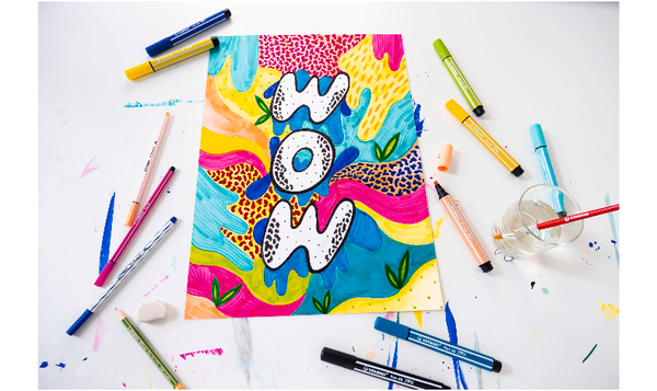 Premium Fibre-Tip Pen with Chisel Tip - STABILO Pen 68 MAX - ARTY - Pack of 6 - Assorted Colours