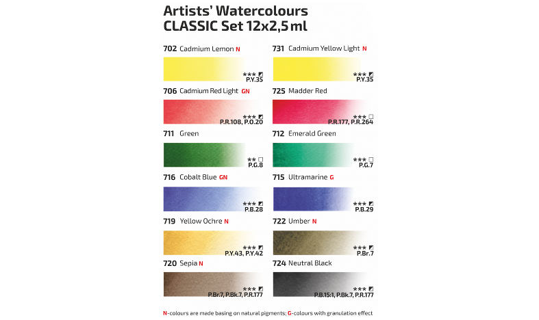 Rosa Watercolour Full Pan Classic Set of 12