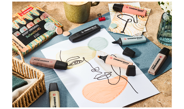 Highlighter - STABILO BOSS ORIGINAL NatureCOLORS - Pack of 3 - Beige, Warm Grey, Earth Green