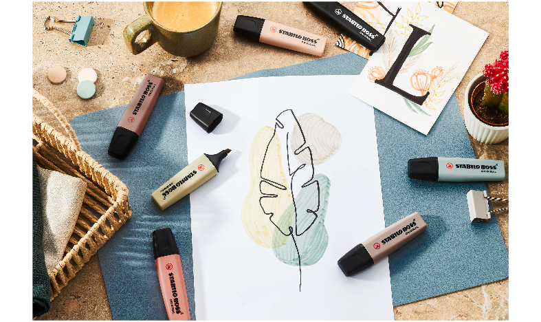Highlighter - STABILO BOSS ORIGINAL NatureCOLORS - Pack of 3 - Beige, Warm Grey, Earth Green