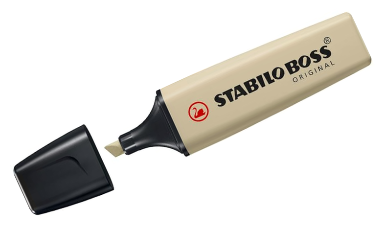 Highlighter - STABILO BOSS ORIGINAL NatureCOLORS - Pack of 6 - Beige, Warm Grey, Earth Green, Sienna, Mud Green, Umber