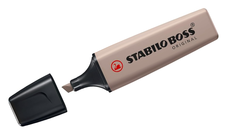 Highlighter - STABILO BOSS ORIGINAL NatureCOLORS - Pack of 6 - Beige, Warm Grey, Earth Green, Sienna, Mud Green, Umber