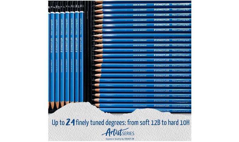 STAEDTLER Mars Lumograph Sketching &amp; Drawing Pencils Tin of 24 Assorted