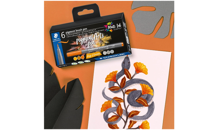 STAEDTLER Pigment Arts Brush Pen Set of 6 Greys &amp; Caramels