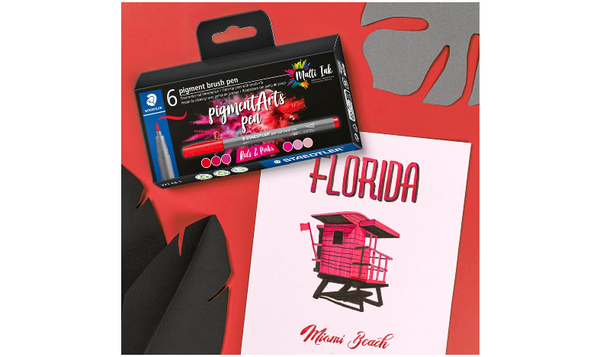 STAEDTLER Pigment Arts Brush Pen Set of 6 Pinks & Reds