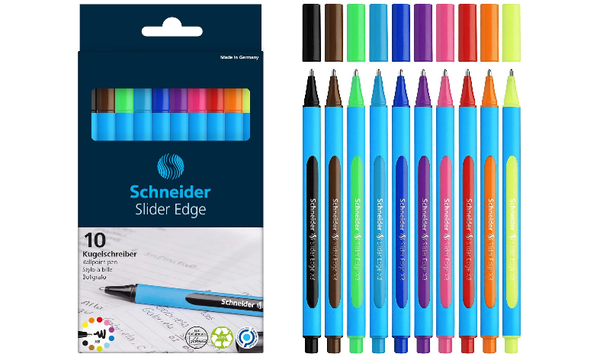 Schneider Slider Edge Ballpoint Pens XB Pack of 10 Assorted Colours