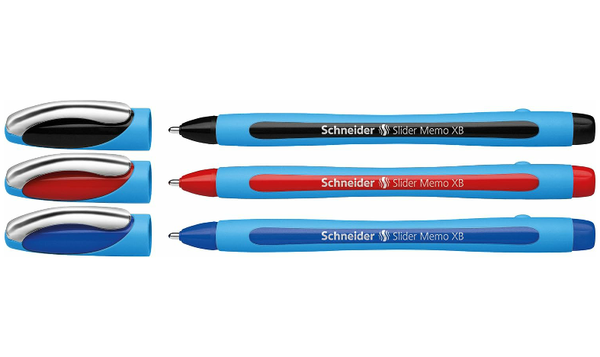 Schneider Slider Memo XB Ballpoint Pen Wallet of 3 Assorted