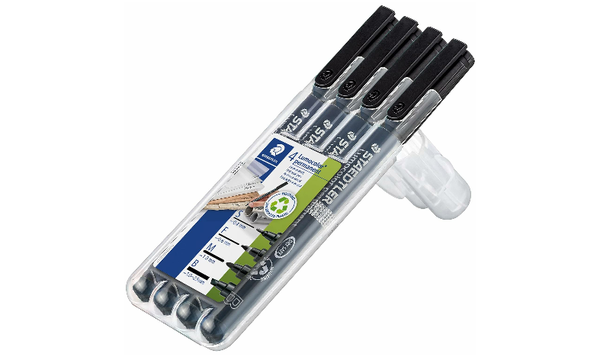 STAEDTLER Lumocolor Permanent Black Marker Pens Pack of 4 Assorted Line Widths