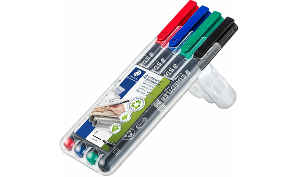 STAEDTLER Lumocolor Permanent Marker Pen Fine Wallet of 4
