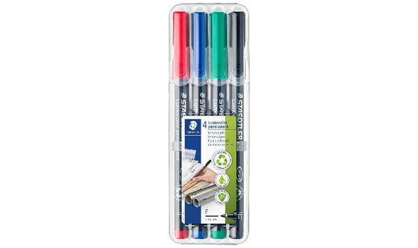 STAEDTLER Lumocolor Permanent Marker Pen Fine Wallet of 4