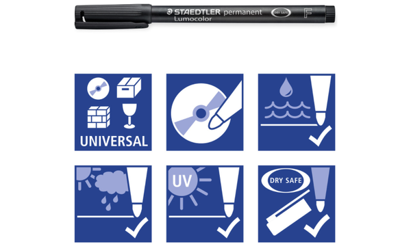 STAEDTLER Lumocolor Permanent Marker Pen Fine Wallet of 4