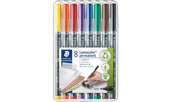 STAEDTLER Lumocolor Permanent Marker Pen Fine Wallet of 8