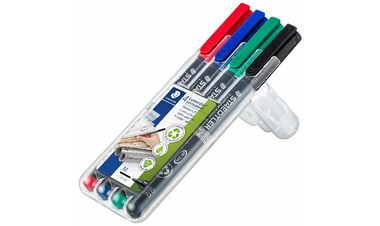 STAEDTLER Lumocolor Permanent Marker Pen Medium Wallet of 4