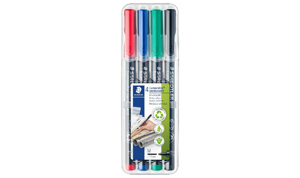 STAEDTLER Lumocolor Permanent Marker Pen Medium Wallet of 4