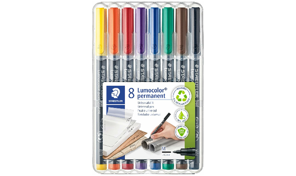 STAEDTLER Lumocolor Permanent Marker Pen Medium Wallet of 8
